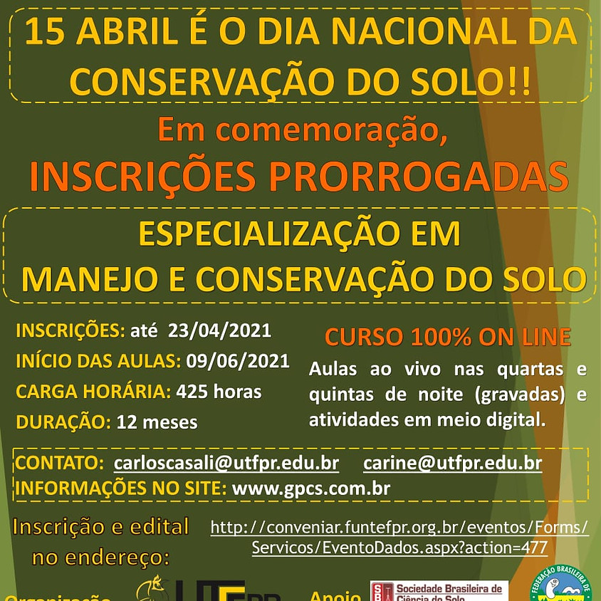 PRORROGADO: Especialização em Manejo e Conservação do Solo