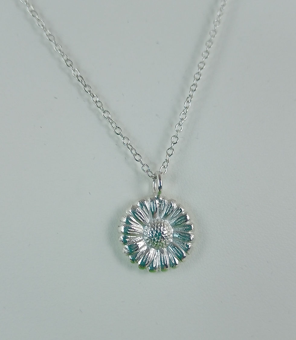 Thumbnail: Fine Silver Daisy/Sunflower Pendant and Chain