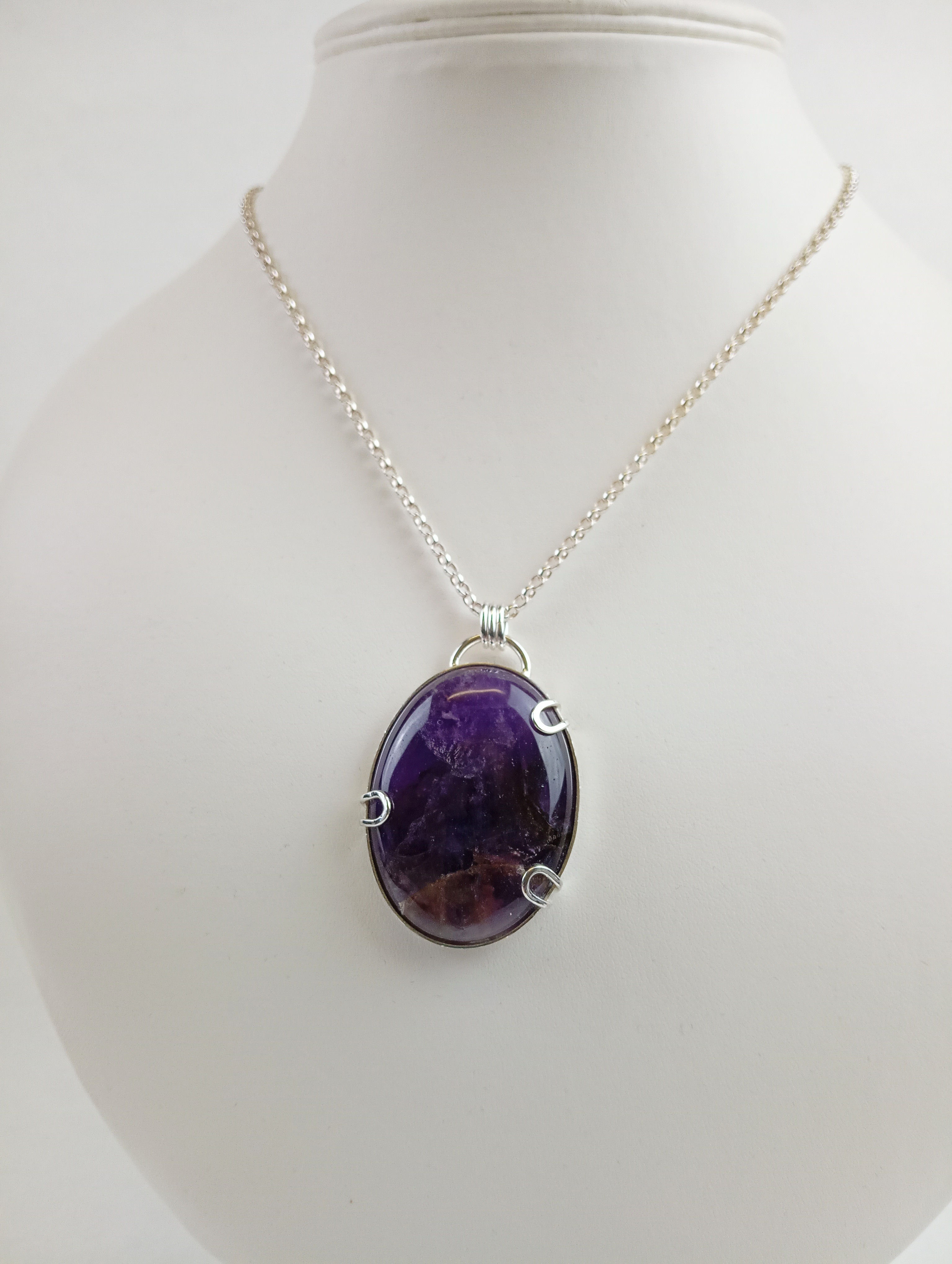 Amethyst and Sterling Silver Pendant with 18" Chain