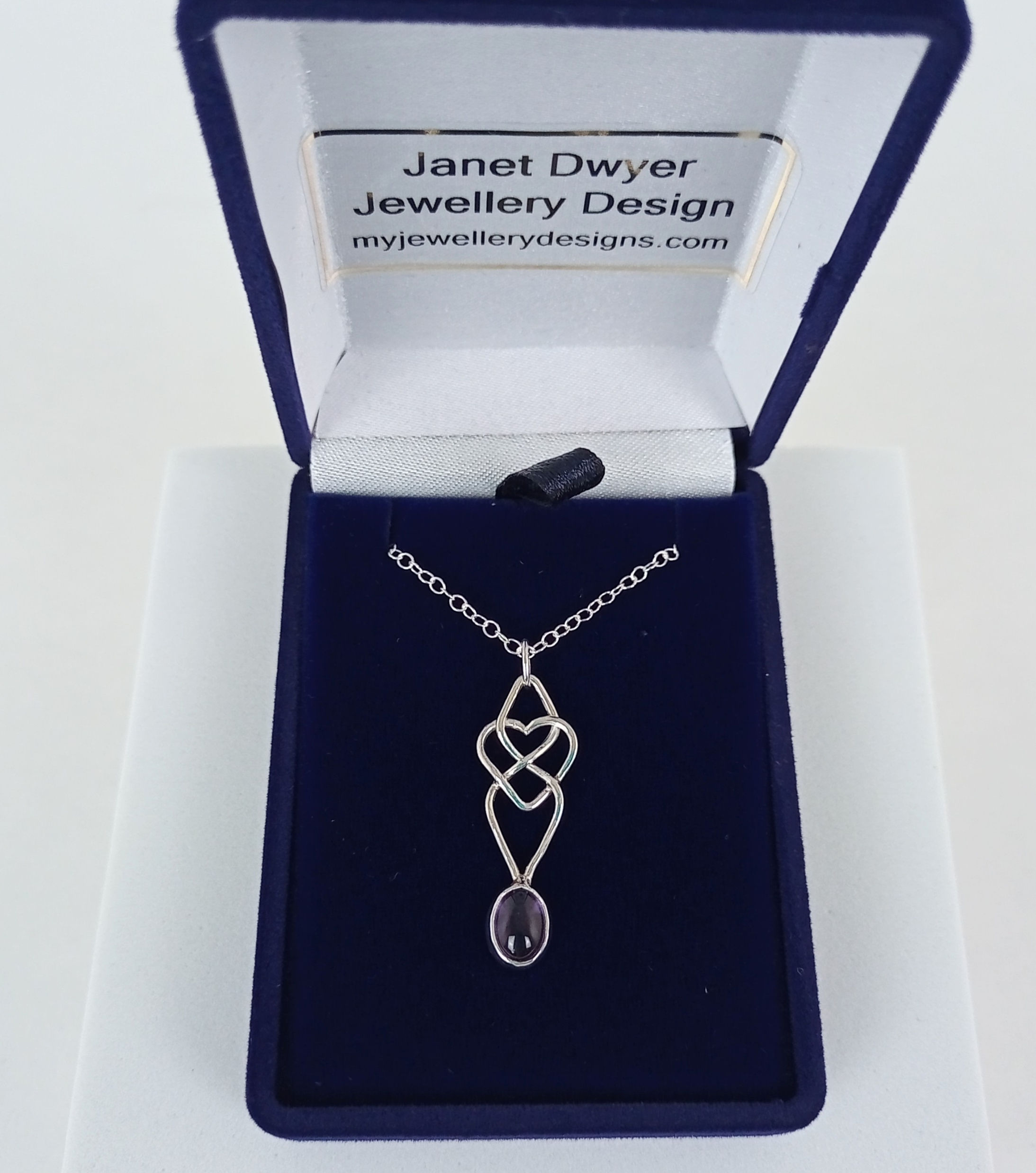 Amethyst and Sterling Silver Celtic Inspired Pendant and Chain