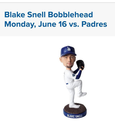 2025 Los Angeles Dodgers Blake Snell Bobblehead 6/16 Presale New