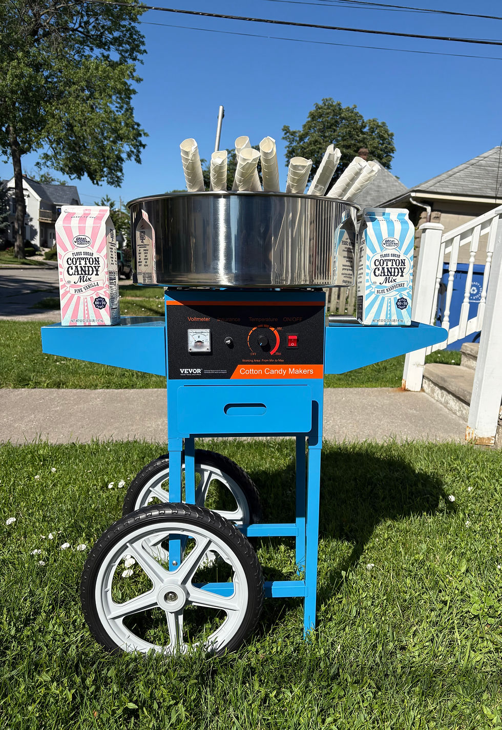 Blue cotton candy machine for birthday & party rentals.