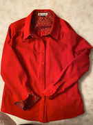 Red corduroy shacked. Buttons from Harts. A WayWe Sew