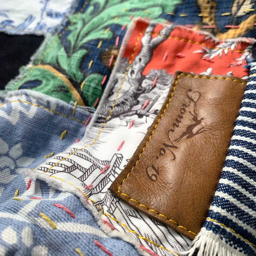 Thumbnail: Denim and Animal Print Patchwork Shopper  