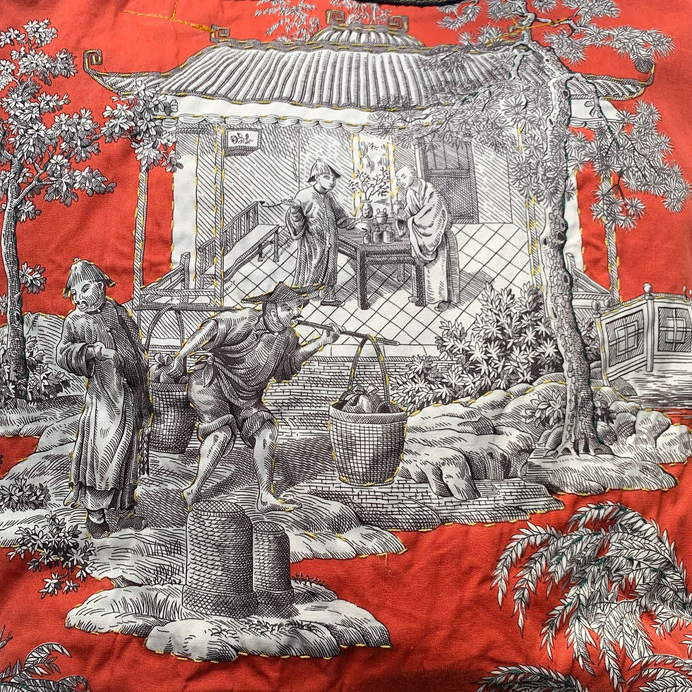Thumbnail: Toile de Jouy and Denim Shopper