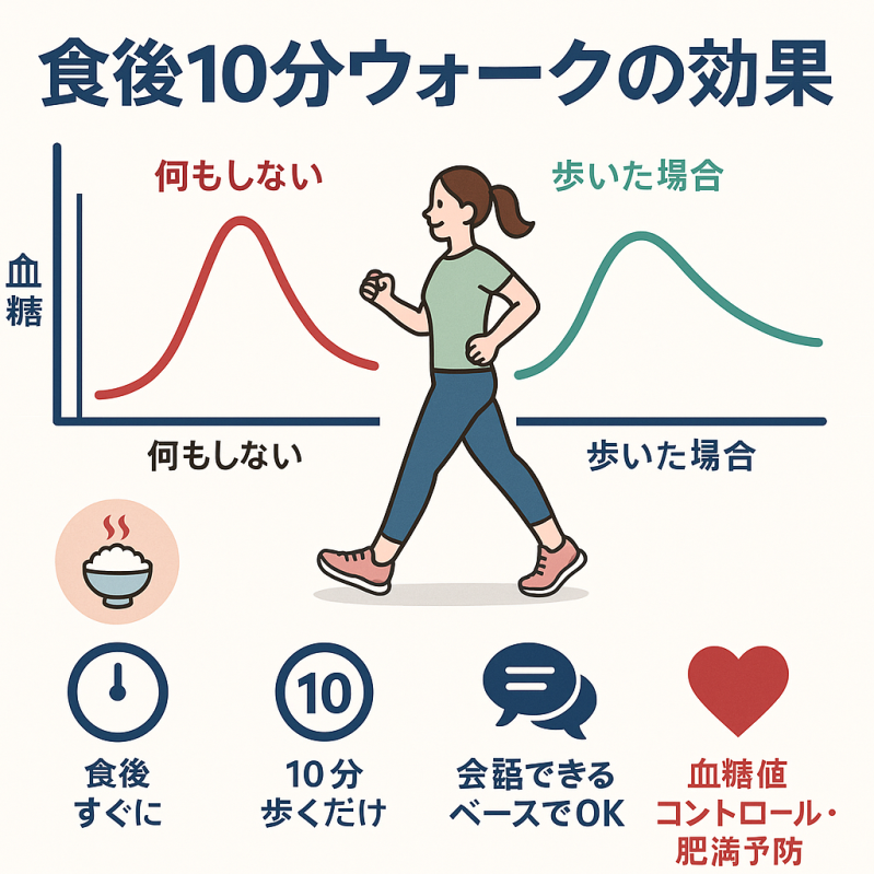 食後10分ウォークで血糖値をコントロールする