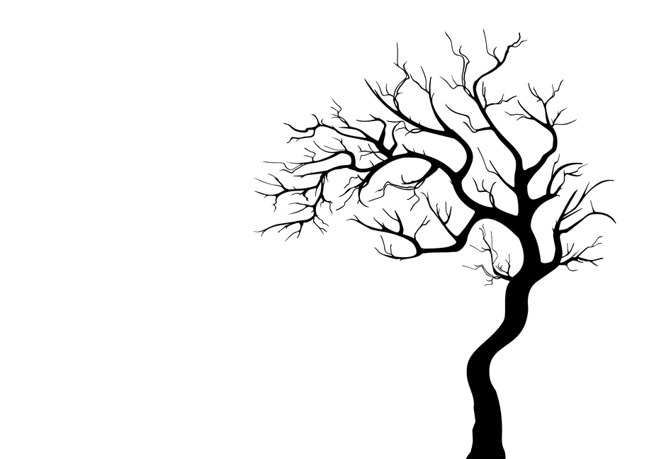 Tree Silhouette with white leaves