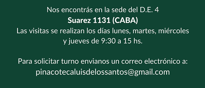 Nos encontras en la sede del D.E. 4 Suarez 1131 (CABA) Las visitas se realizan los días lu