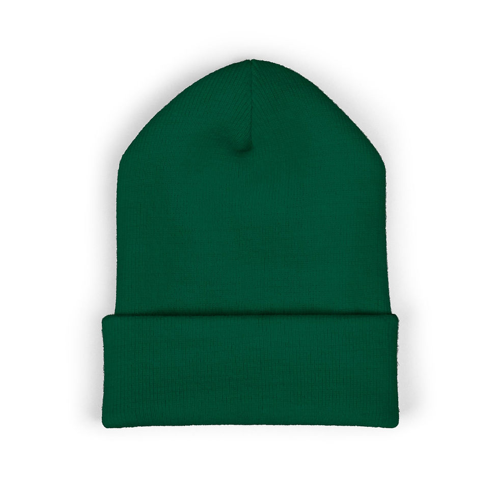 Thumbnail: Embroidered 'saddie' Cuffed Beanie — Minimal Monochrome Knit Hat