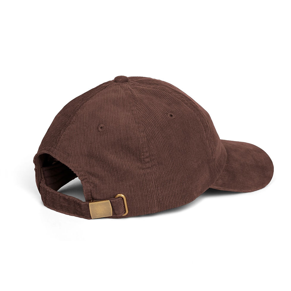 Thumbnail: Vintage Corduroy Cap — Embroidered "sad snacks" Dad Hat with Back Smile