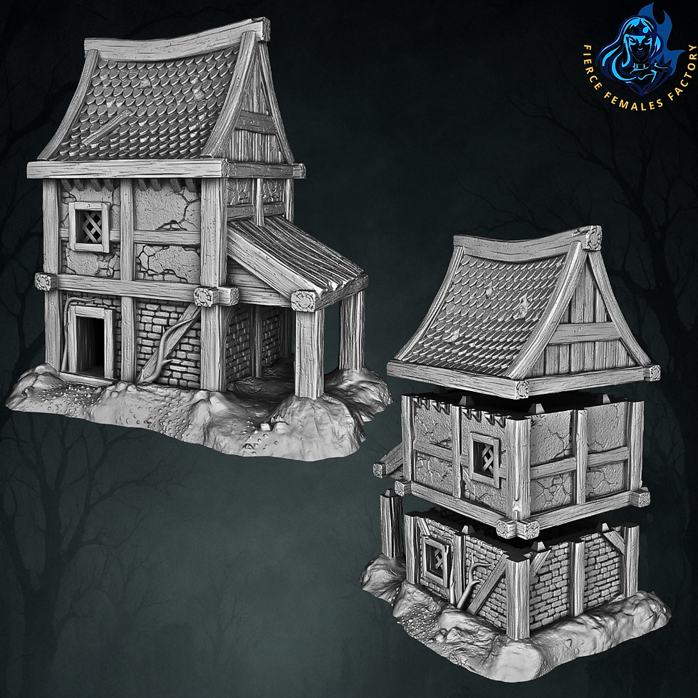 Miniatura: Fantasy Graveyard – Gothic Cemetery Houses | 28–32mm Tabletop Terrain