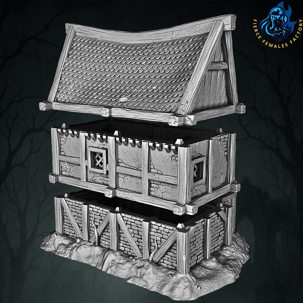 Miniatura: Fantasy Graveyard – Gothic Cemetery Houses | 28–32mm Tabletop Terrain