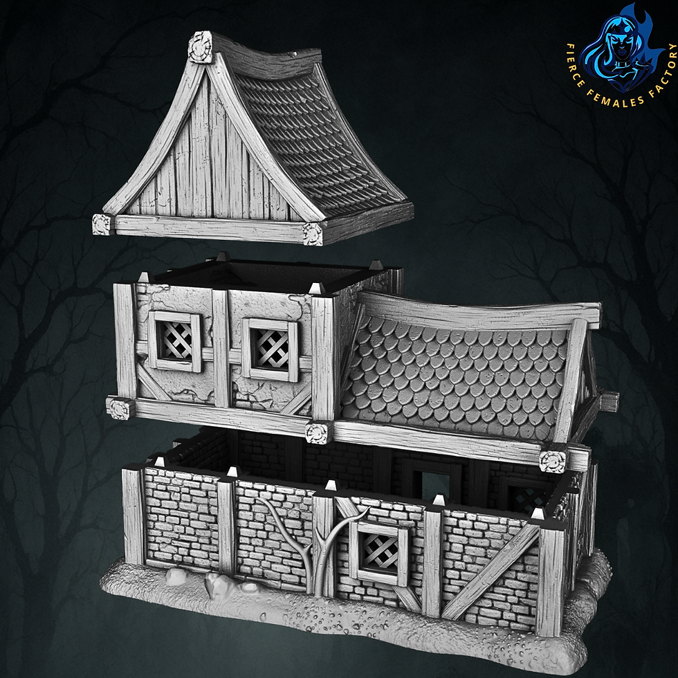 Miniatura: Fantasy Graveyard – Gothic Cemetery Houses | 28–32mm Tabletop Terrain