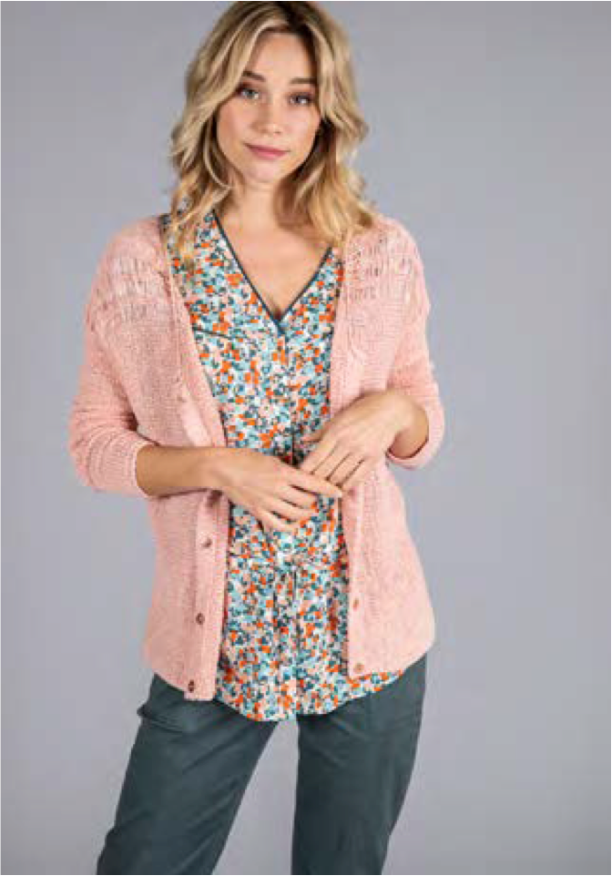 Thumbnail: Ribbon yarn openwork cardigan