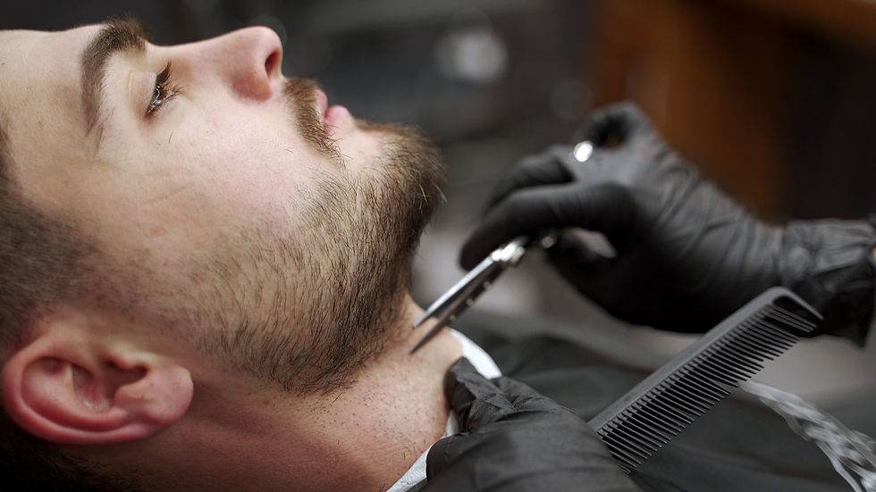Beard trimming with scissors