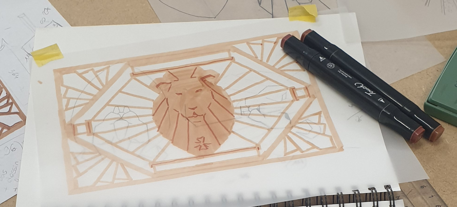 Sur-mesure -sculpture sur bois Lion croquis - Aurélie Romano 