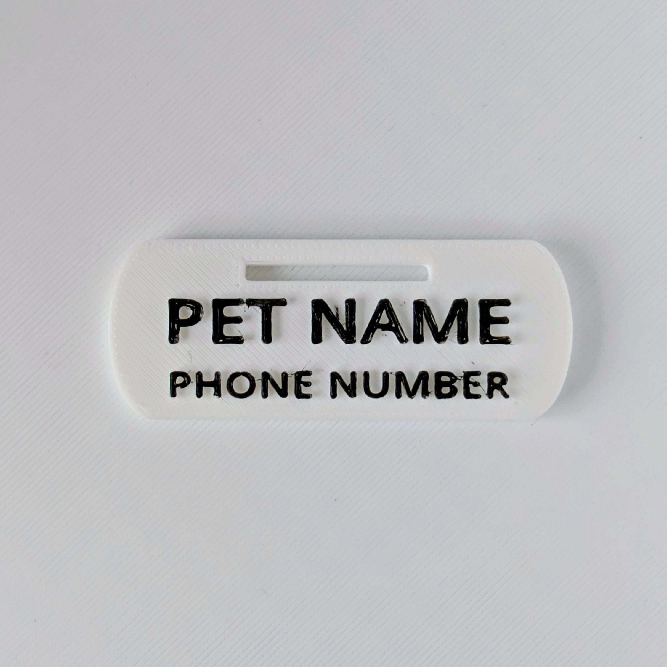 Custom Generic Rounded Pet Name & Phone Number Tag (White/Black)