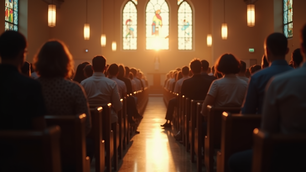 Eye-level view of a church congregation during a service