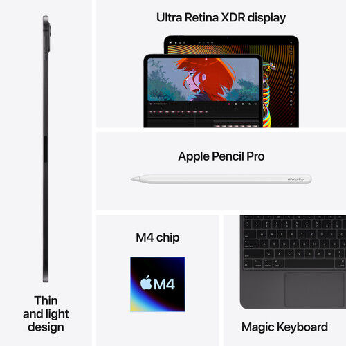 Miniatura: Apple 11" iPad Pro M4 Chip (Standard Glass, 512GB, Wi-Fi Only, Space Black)