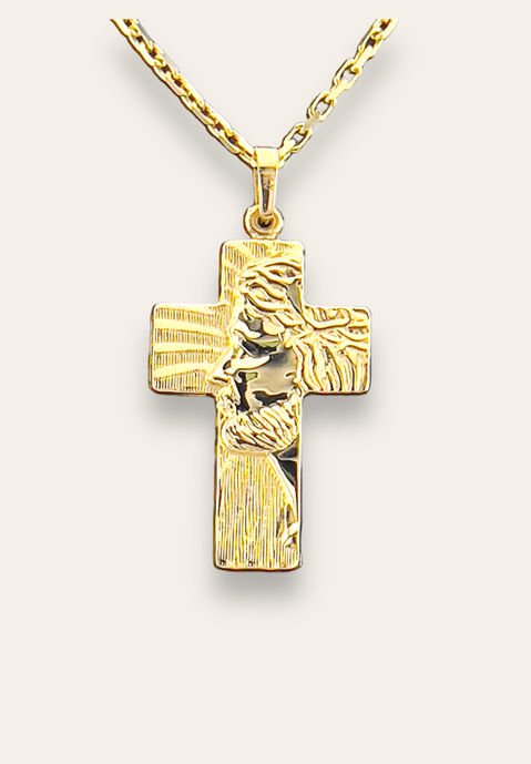 14K YG Christ head Crucifix