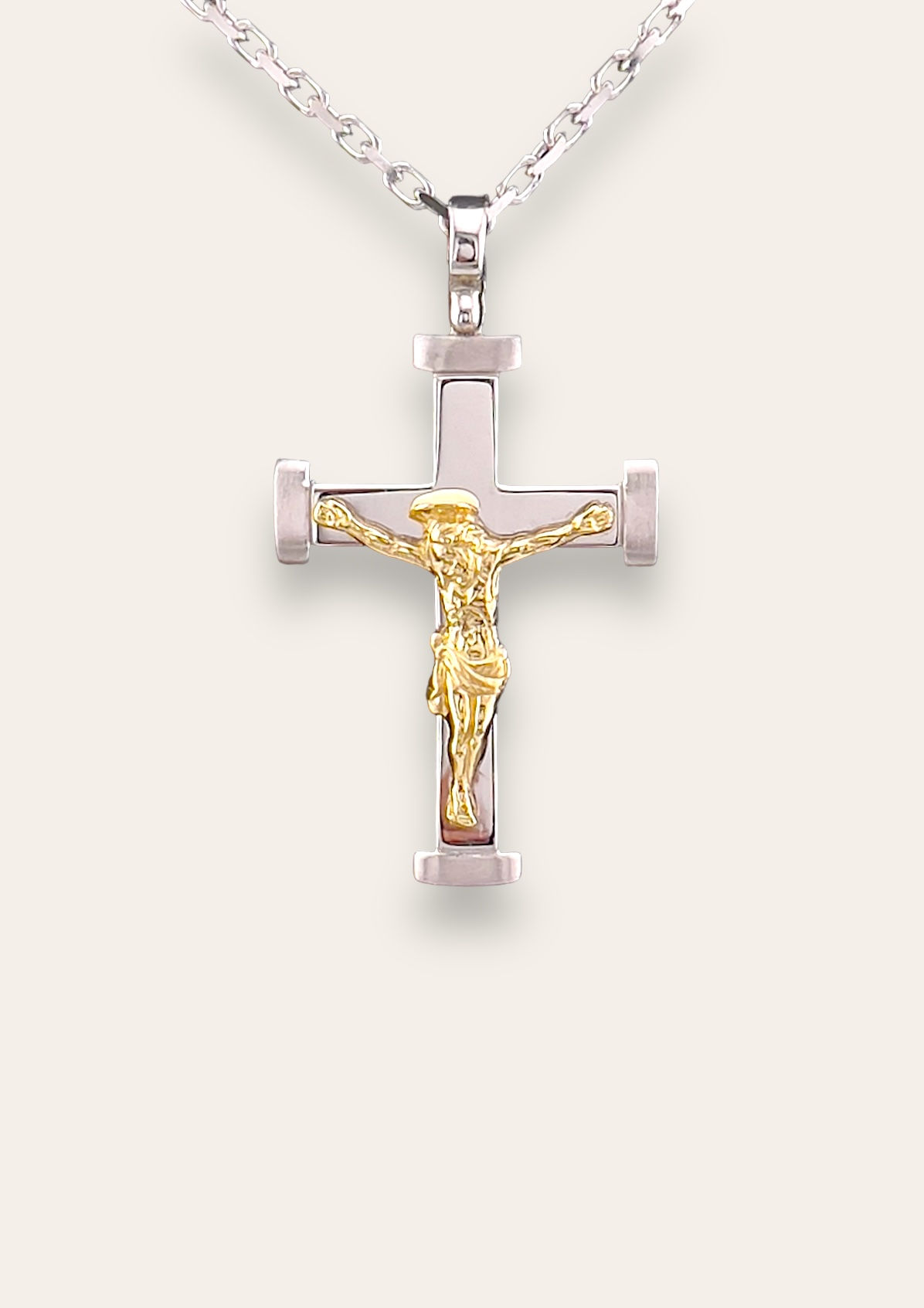 14K WG MEN'S FANCY CRUCIFIX