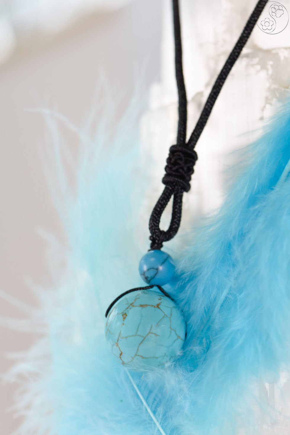 Miniaturbild: Halskette, Band mit großer und kleiner Heilstein Perle, Türkis, alternative Methode, Steinschmuck