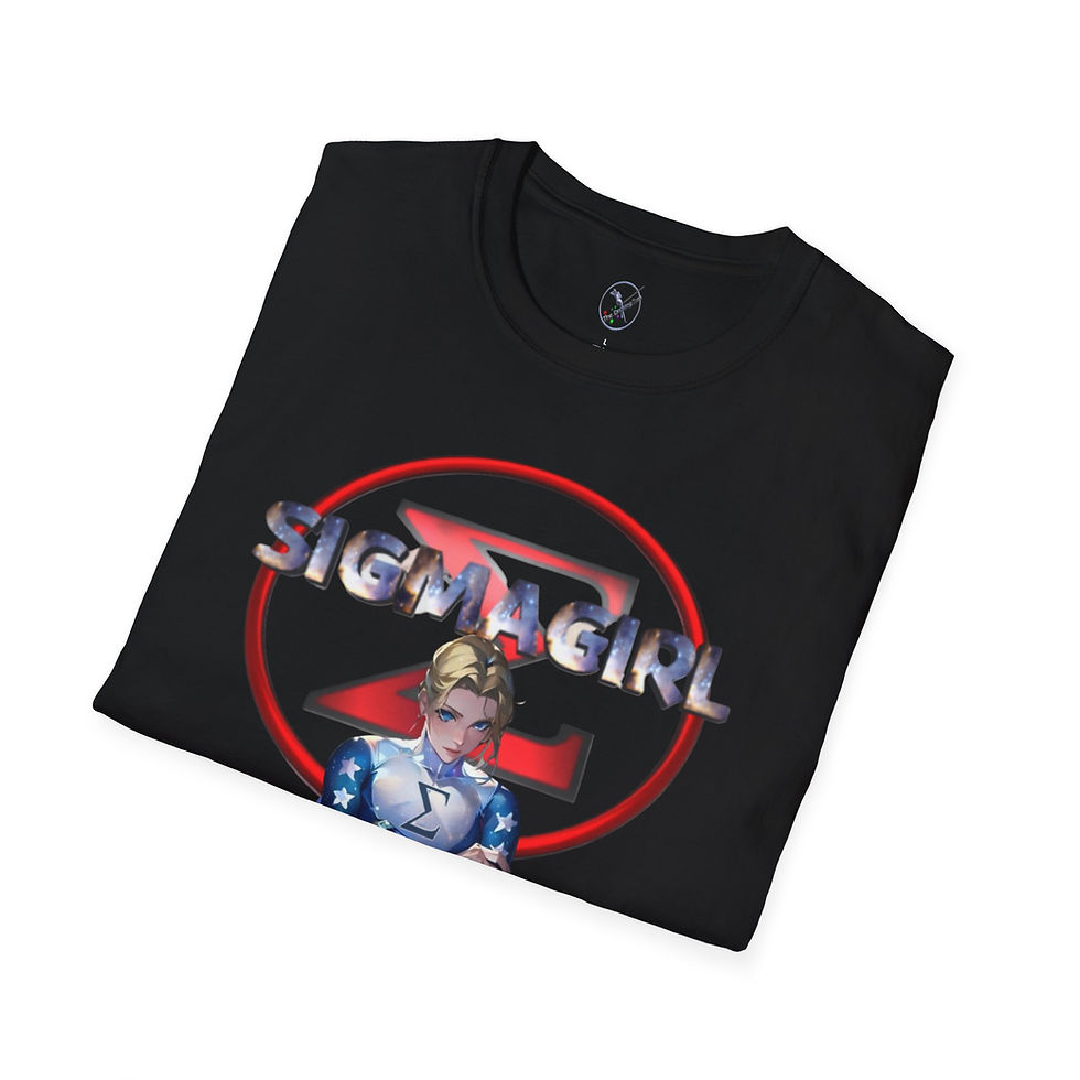 Thumbnail: Black SigmaGirl T-shirt with character graphic and logo