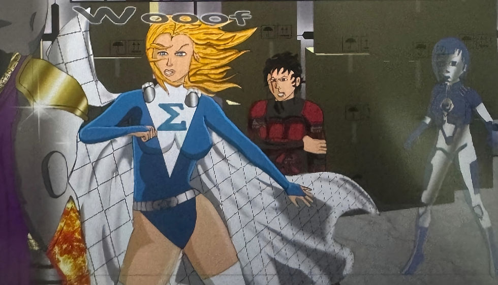 Close-up view of a graphic novel page showing detailed character art