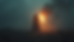 Eye-level view of a glowing figure standing alone on a dark battlefield