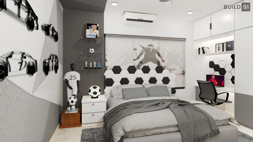 3D design of modern kids bedroom