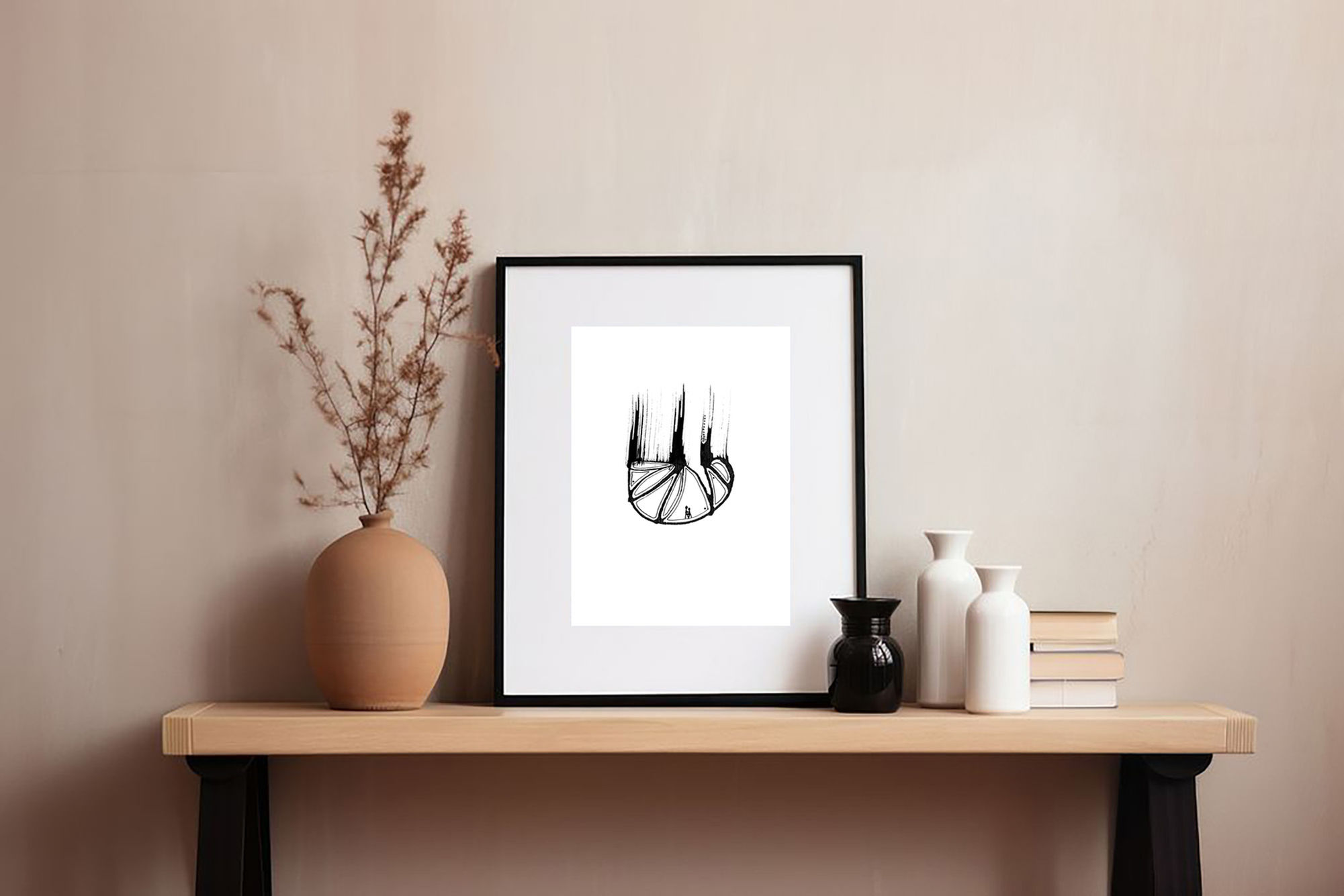 contemporary minimalist art print featuring clementine, reflecting themes of soulmate love and connection, perfect home decor