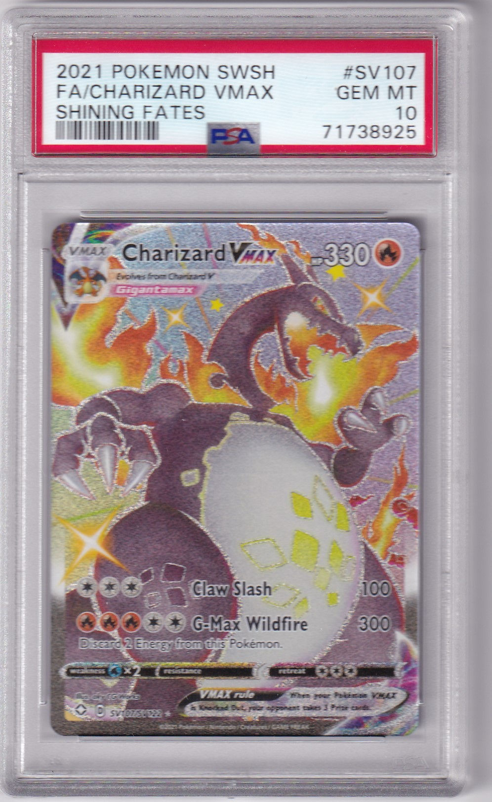 2021 POKEMON SWORD & SHIELD SHINING FATES #SV107 FA/CHARIZARD VMAX SHINING FATES