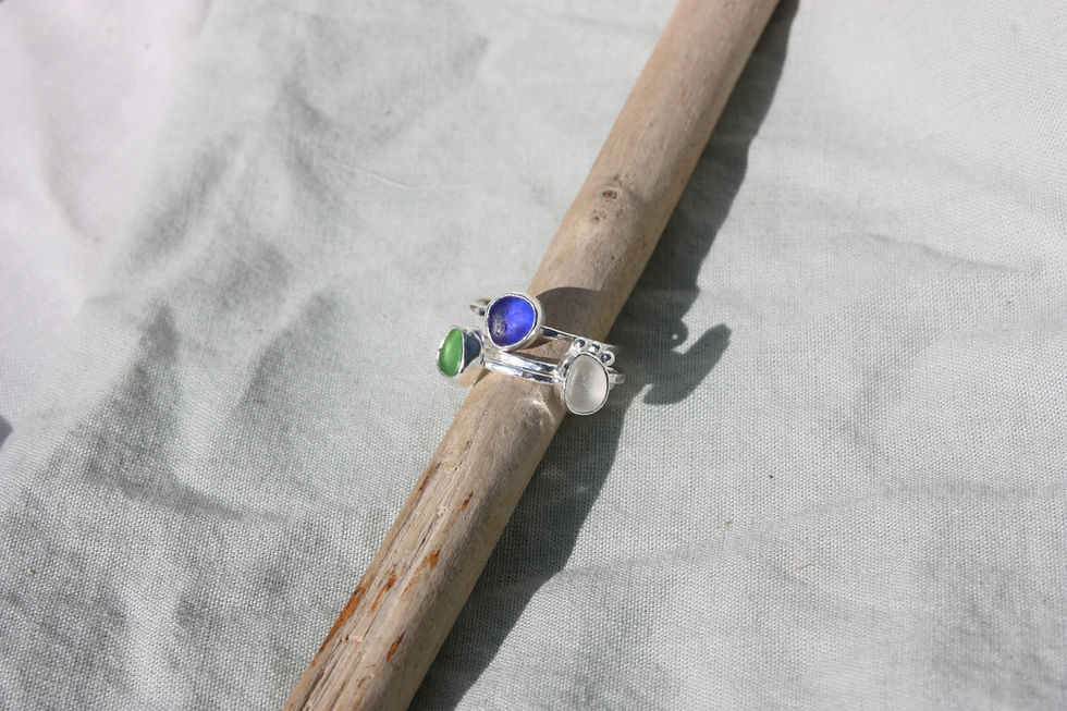 Thumbnail: Custom Sea Glass Sterling Silver Ring