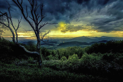 blue ridge parkway overlook sunset panorama