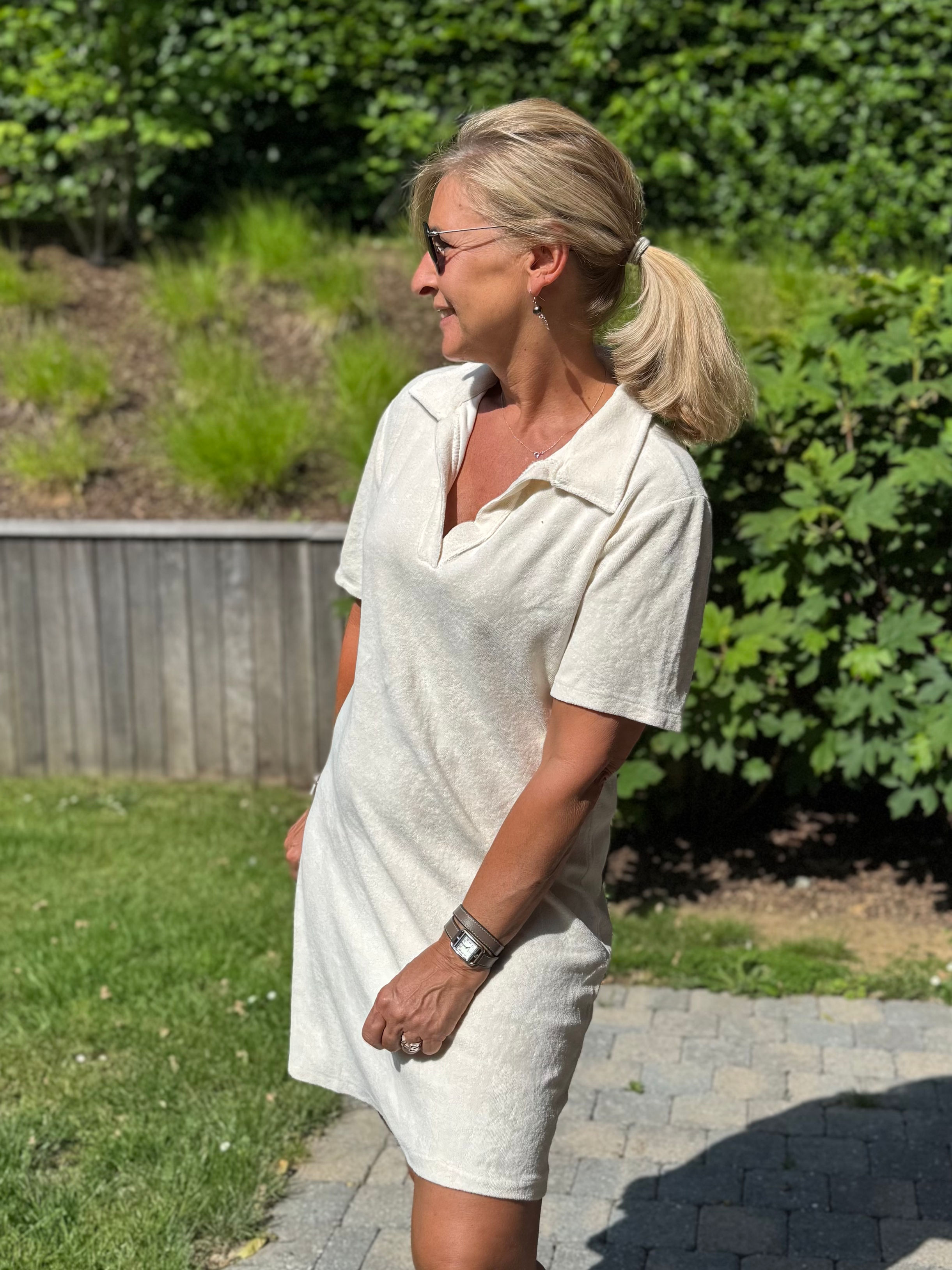 Robe polo éponge écru
