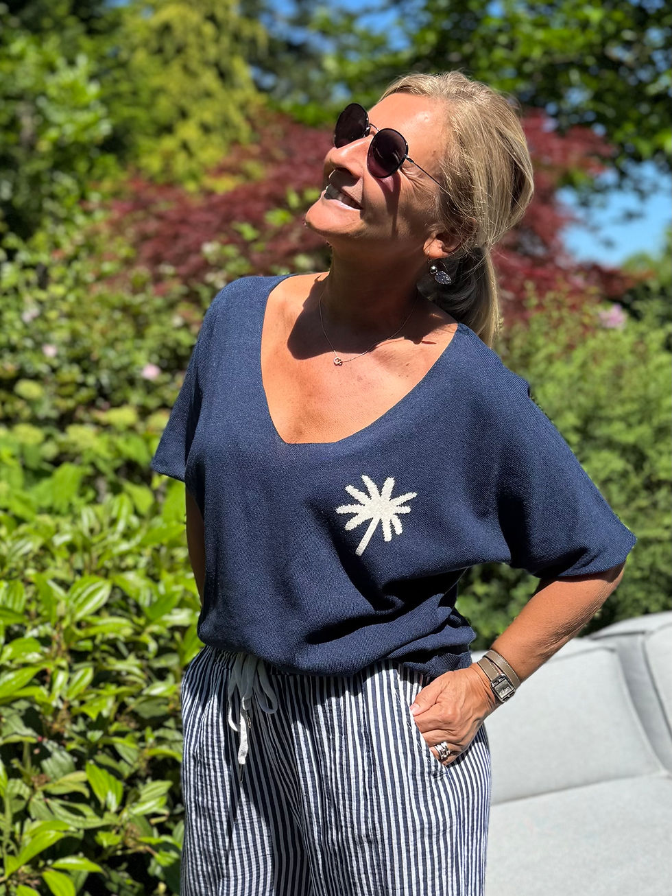 Miniature : Pull Palmier bleu marine