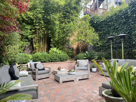 Bamboo Screening, Brick Patio, Rock & Rose Landscapes, San Francisco