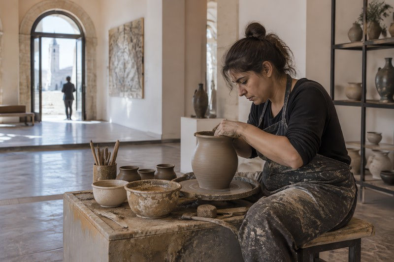 Crafts during a candid moment during the main action in a public interior