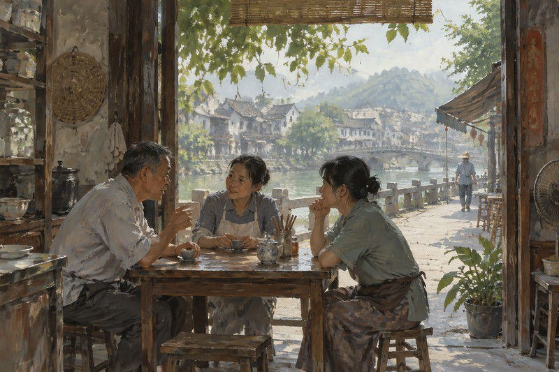Human Figures During A Small-Group Exchange In A