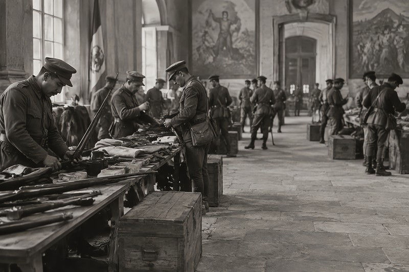 Wars During Preparation Behind The Principal Activity In A Public Interior, L...