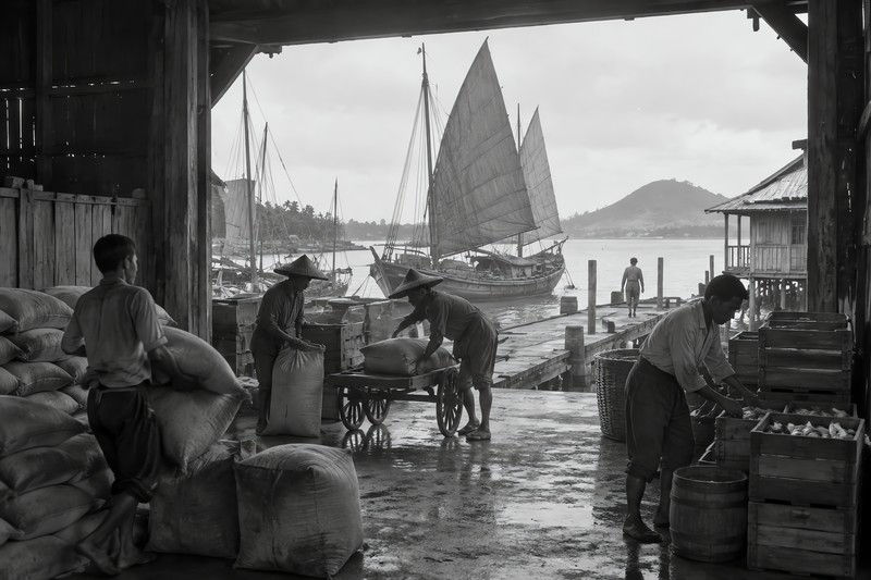Workers During The Activity Just Beginning In A Coastal Community, Southeast...