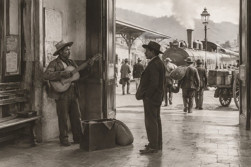 Music During The Dispersal Immediately Afterward In A Working Transport Hub...