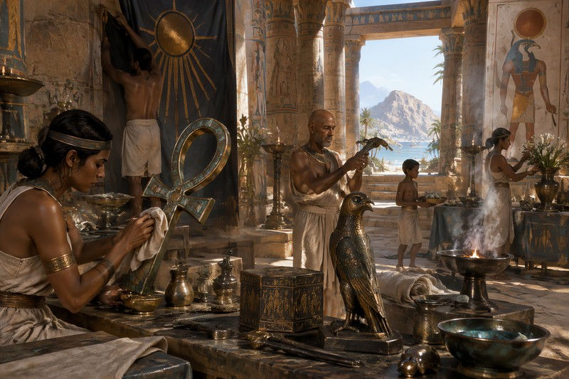 Egyptian Symbols During Preparation Behind The