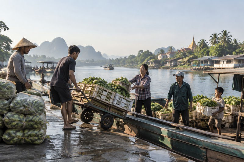 Innovation during loading or unloading in a river corridor, Southeast Asia