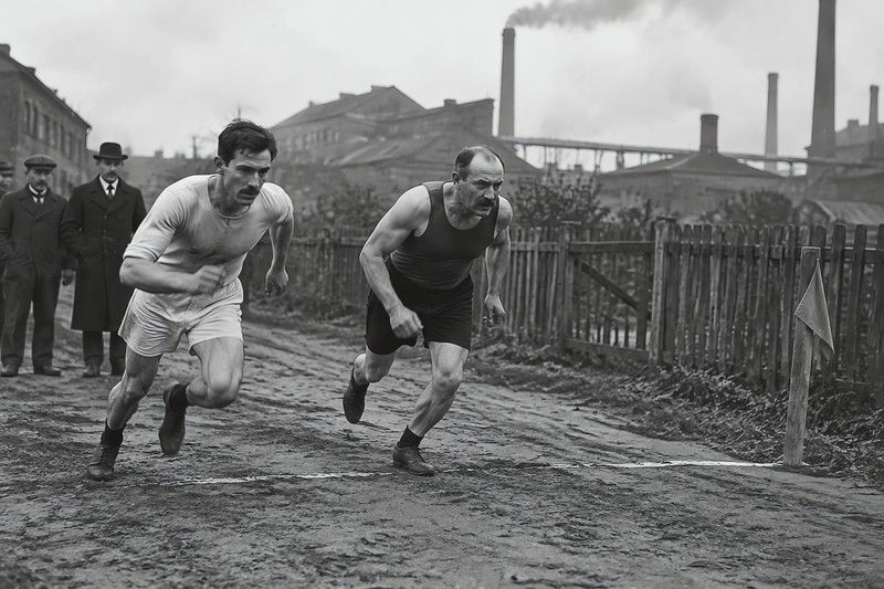 Athletes During The Activity Just Beginning In An Industrial Edge District, C...