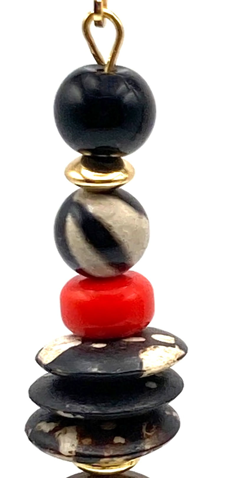 Thumbnail: Black and white agate bead close up view