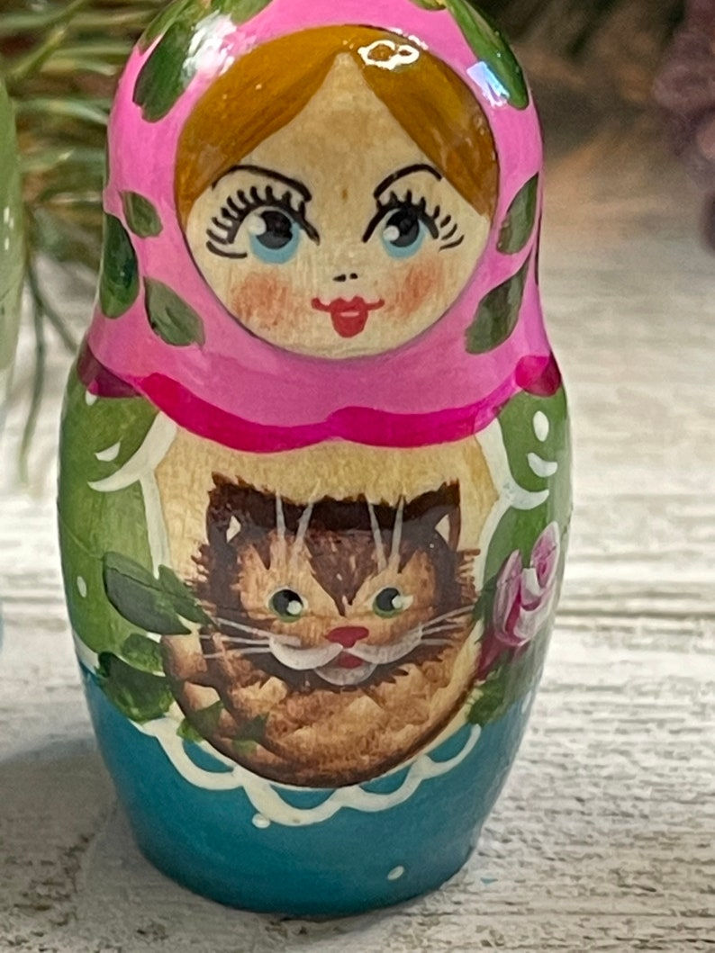 Thumbnail: Russian Matryoshka "Little Matron" doll Set of Three Wood