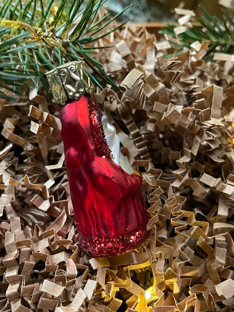 Thumbnail: Miniature Santa Golden Muff Glass Ornaments