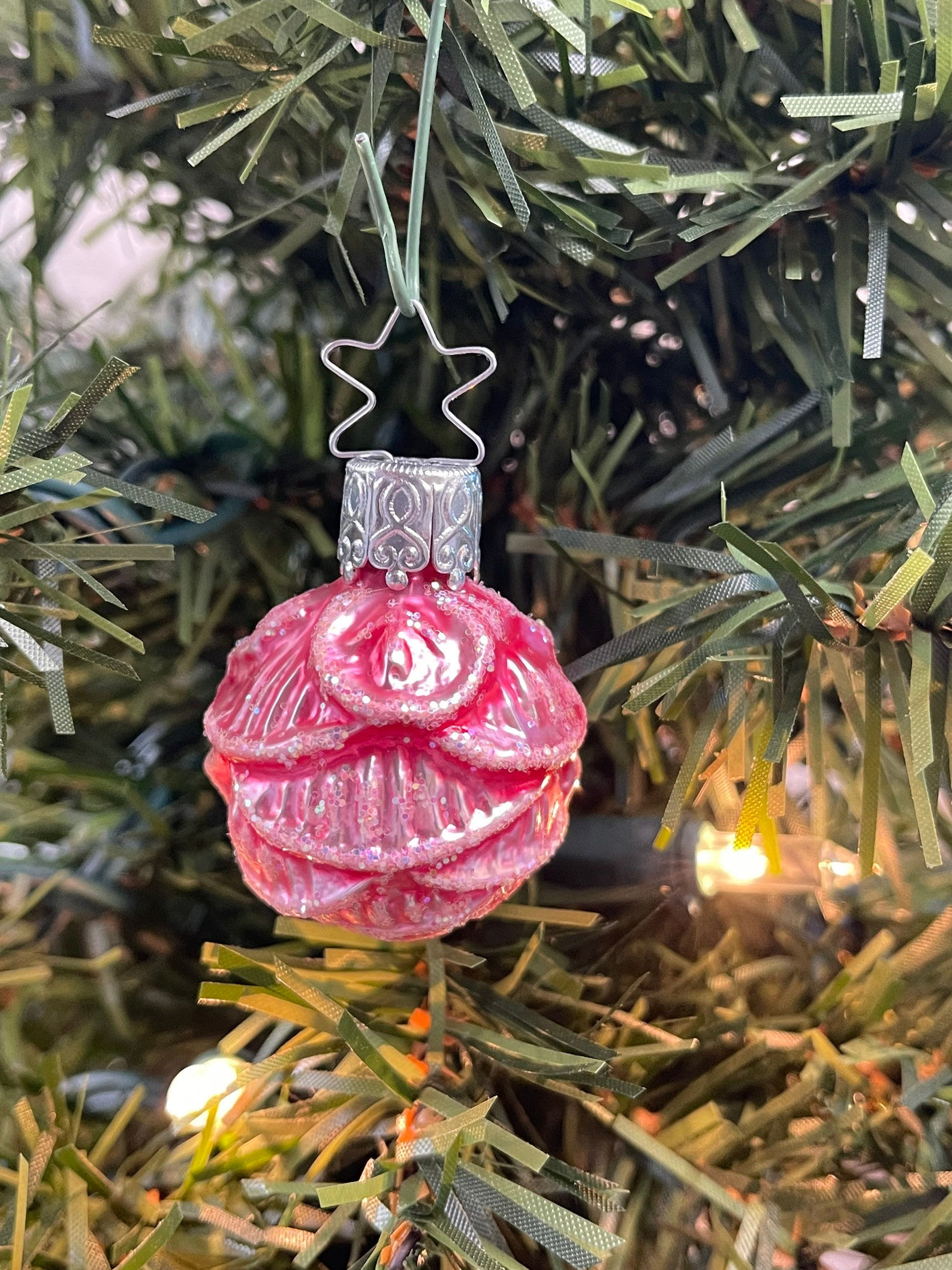 Miniature Red Glittered Rose by Inge-Glas of Germany