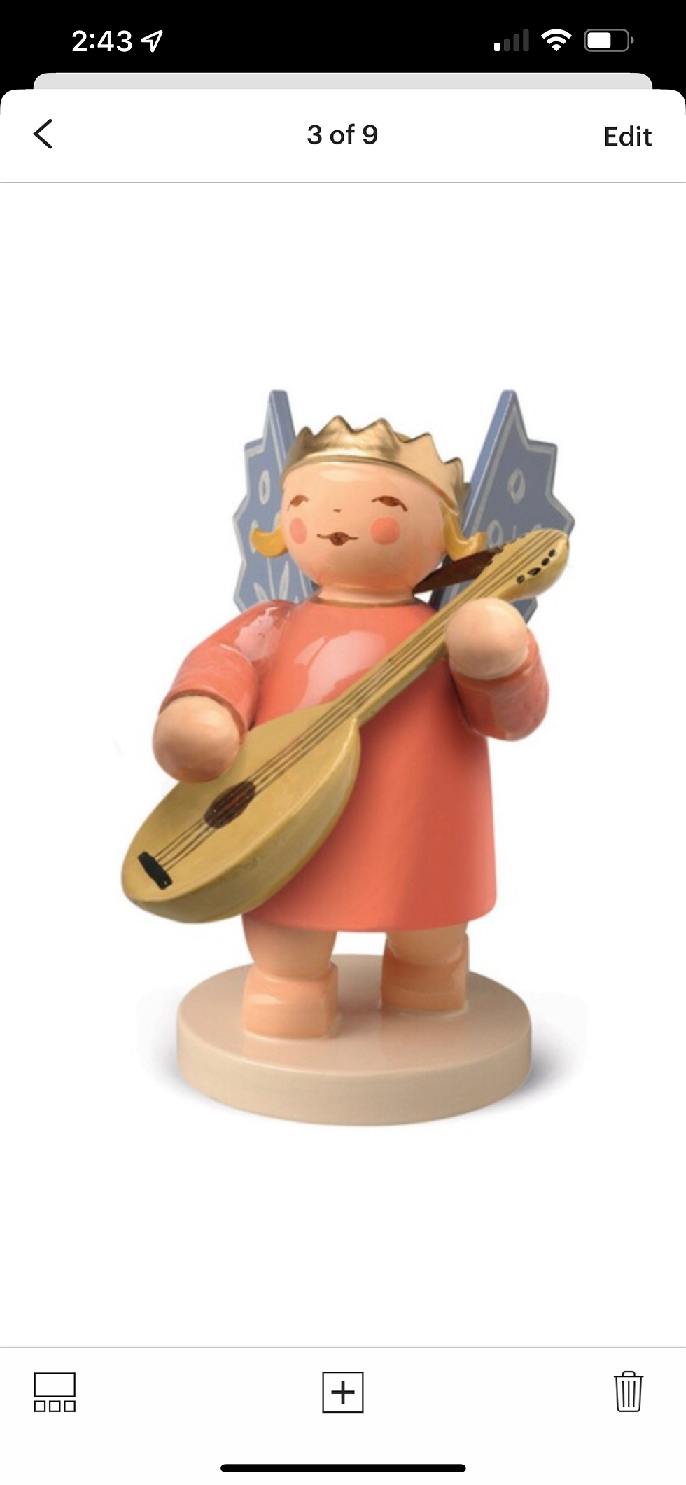 Thumbnail: Angel Wearing Crown with Lute by Wendt & Kühn of Germany